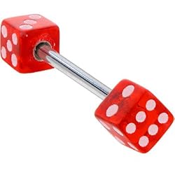 Barbell - Red Dice Tongue Ring
