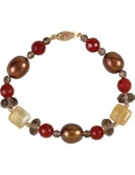 Freshwater Dyed Chocolate Cultured Pearl & Multi-Gemstone Bracelet 14K Yellow 650154