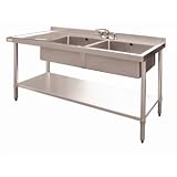 Vogue Stainless Steel Sink - 1500 x 600mm Double bowl & Left hand drainer