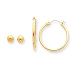 14k 2-Pair Set - (Bead & Hoop) Earrings