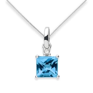 Miore - USP012P4W - Collier - Femme - Or blanc 375/1000 (9 carats) 1.25 gr - topaze bleue et diamant