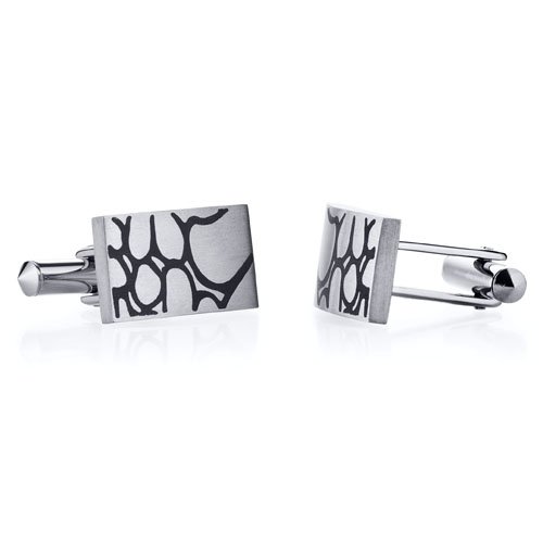 See More Abstract Squiggle Design Brushed Finish Titanium Cufflinks