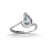 14K White Gold Genuine Pear Aquamarine Ring