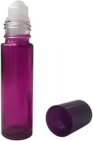 6 New High Quality Purple 10ml (1/3oz) Glass Roll On Bottles from The Essential Shop