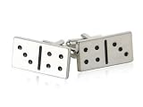 Unique Domino Silver Cufflinks with a Brushed Matte Finish with Presentation Box