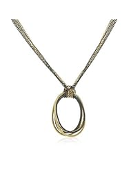 Alexander James Matte Gold and Hematite Plated 25 Inch Multi-Chain Necklace Featuring Two Tones of Texture Hoop Variations and Lobster Clasp in Two Tone 2.6 inch L x 1.8 inch W x 7.8 (mm) H
