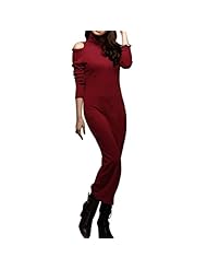 Turtleneck Long Sleeves Cutout Acrylic/Cotton  Dress