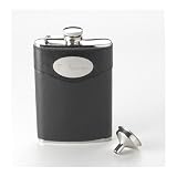 PERSONALIZED Engraved 8 Ounce LEATHER And STAINLESS STEEL FLASK Funnel Included
