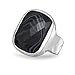 Banded Black Onyx Hammered Ring with Matte Finish title=
