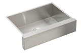 KOHLER K-3936-NA Vault Undercounter Single Basin Stainless Steel Sink with Shortened Apron-Front for 30-Inch Cabinet