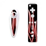 Red Neon Flames Design Nintendo Wii Nunchuk + Remote Controller Protector Skin Decal Sticker
