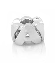 De Buman Sterling Silver Letter a Charm Bead-fits Pandora, Troll & Chamilia European Charm Bracelets
