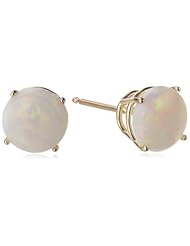10k Gold 6mm Round Opal Basket 4-Prong Solitaire Earrings