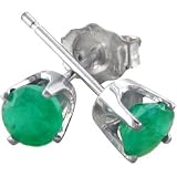 1.00 CT Genuine Emerald Earrings in Solid 14kt