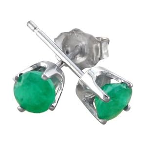 Buy 1 2 CT Genuine Emerald Stud Earrings in Solid 14kt ( .50 ct 4mm) by Planetgemz