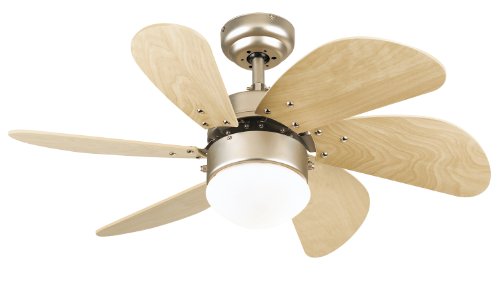 Westinghouse 7814420 Turbo Swirl One-Light 30-Inch Six-Blade Ceiling Fan, Brushed Aluminum with Frosted Globe