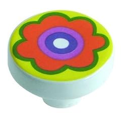 M�belknopf orangene Blume, Keramik, Schrankknopf, Kommodenknopf