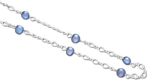Solid Sterling Silver Gray Peacock Freshwater Pearl Anklet 9 chain