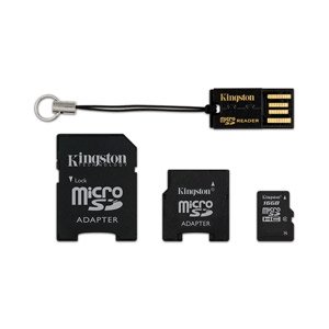 Kingston Mobility Kit - 4 GB microSDHC Flash Memory Card with SD and miniSD Adapters + USB Reader MBLYG2/4GB
