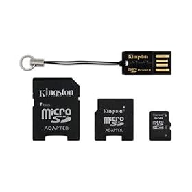 Kingston Mobility Kit - 4 GB microSDHC Flash Memory Card with SD and miniSD Adapters + USB Reader MBLYG2/4GB