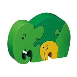 Childrens Toyshop  Toys : Mother & Baby Elephant Wooden Jigsaw Puzzle