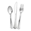 Plastic Cutlery, 25 ea Forks/Knives/Spoons, 75/PK, Silver