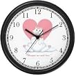 Pink Heart - Cute White Cat with Pink Bow around Neck - JP - Wall Clock by WatchBuddy Timepieces (Slate Blue Frame)