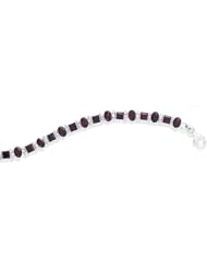 CleverSilvers 7 Inch And 1 Inch Extension Bracelet With Square And Oval Garnets