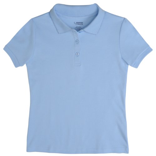 FRENCH TOAST School Uniforms Girls Short Sleeve Interlock w/ Picot Collar A9423