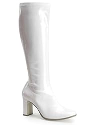 Women's Knee-High Stretch Patent Gogo Boot With 3 1/4 Inch Block Heel