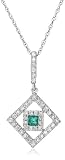 14k White Gold Diamond and Emerald Pendant, 18