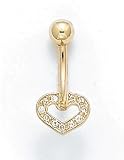 14K BELLY RING DIAMOND HEART .08CT - ES-1249