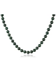 14k Yellow Gold 8mm Malachite Bead Necklace, 17"