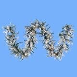 9 Pre-lit Flocked Glitter Artificial Christmas Pine Garland - Clear Lights