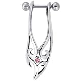 925 Sterling Silver Pink TRIBAL GEM Left Cartilage Earring
