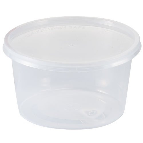 Set of 6 16 Oz. Round Food Storage Container with Lids Clear Plastic