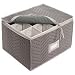 Kitchen & Housewares : Stemware Storage Chest -Deluxe Quilted Microfiber (Light Gray) (11'H x 15.5'W x 8.25'D)
