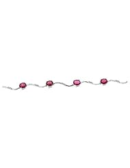 7" 3.43CTW 18K White Gold Genuine Natural Ruby and Diamond Bracelet