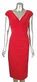 Lauren by Ralph Lauren Red Jersey Knit V-neck Faux Wrap Pull Over Dress Misses 12