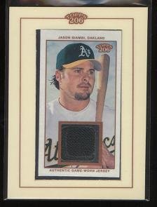 Jason Giambi 2002 Topps 206 Game Worn Jersey Card #TR-JGI Oakland Athletics