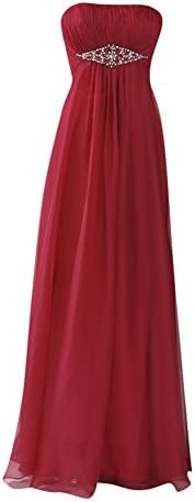 Mollybrial Women's Strapless Backless Pleats A Line Evening Dress Rusty US18