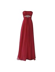 Beaded Crystal Lace Ruched  Crystals Floor Length Chiffon Bridesmaid Dress/Wedding Party Dress  With Ruffles