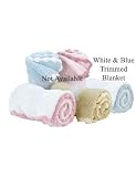 Crib Clouds - Baby Blanket By Colorado Trading (White with Blue Scalloped Edge)