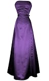 50s Strapless Satin Long Gown Bridesmaid Prom Dress Formal Junior Plus Size, 2X, Purple