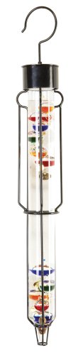 River City Clocks 25 Inch Outdoor Liquid Galileo Thermometer with Ten Multi-Color Floats and Gold Tags - Model # L38540G