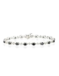 5.75 Cts Black & White Diamond Bracelet in 14K White Gold