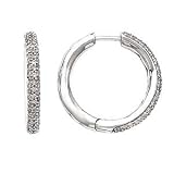 14k White Gold & Diamond Pave' Set Hoop Earrings (1.00ctw)