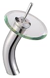 Kraus KGW-1700CH-CL Single Lever Vessel Glass Waterfall Faucet, Chrome with Clear Glass Disk