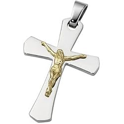 Joyas Alternativas Stainless Steel 10K Yellow Crucifix Pendant