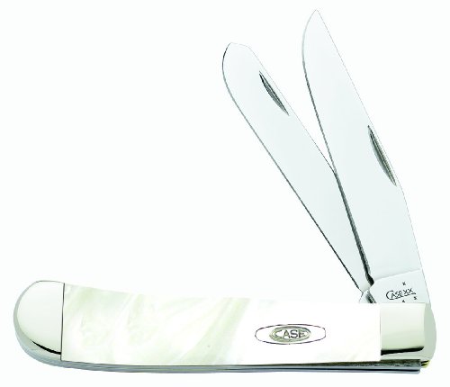 Case Cutlery 9254WP White Pearl Corelon Trapper Pocket Knife With Stainless Steel Blades, White Pearl Corelon On Sale